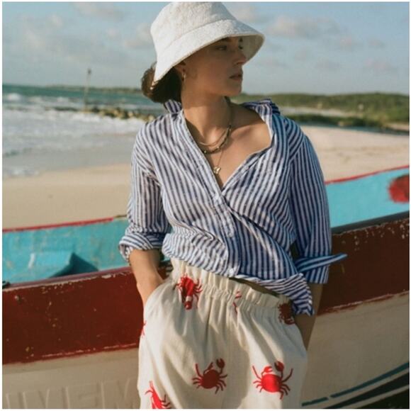 Anthropologie Grayson Striped Button Up Blouse Womens Size 4 / L - Picture 5 of 11